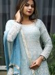 Zardosi Work Sky Blue And Dark Blue Anarkali Suit